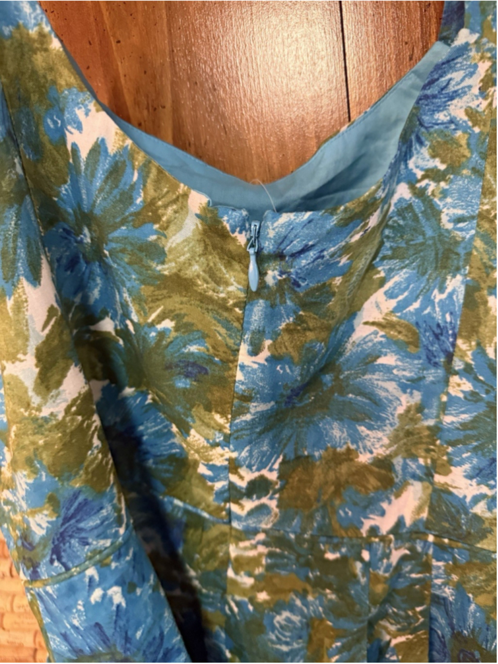 VTG Talbots Dress Size 6 Petite Green And Blue Floral Fit and Flare NWT Cottage - Picture 8 of 8